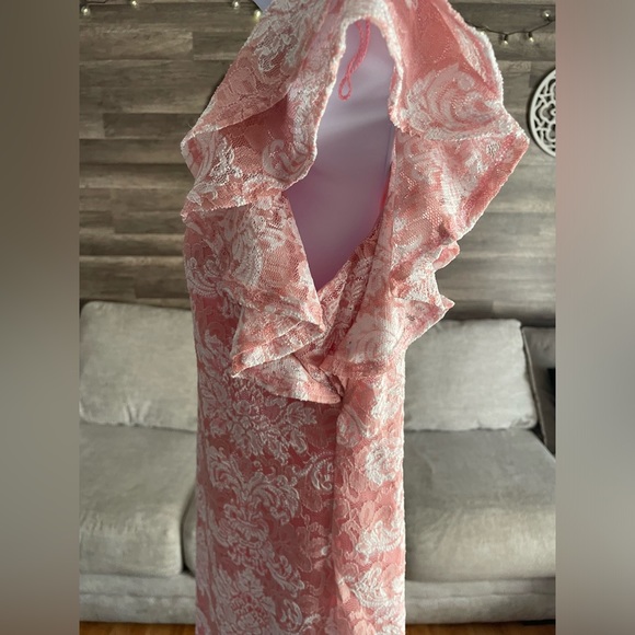 RN Studio by Ronnie Nicole Pink and White Lace Sheath Dress - Picture 2 of 4
